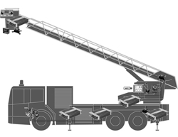 Hook and ladder fire trucks